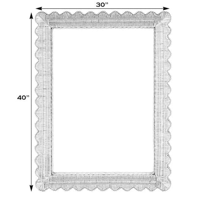 Flora 30" Rattan  Wall Mirror, Off-White