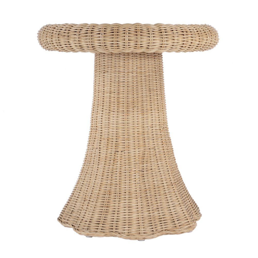 Flora Rattan Scalloped End table, Light Brown