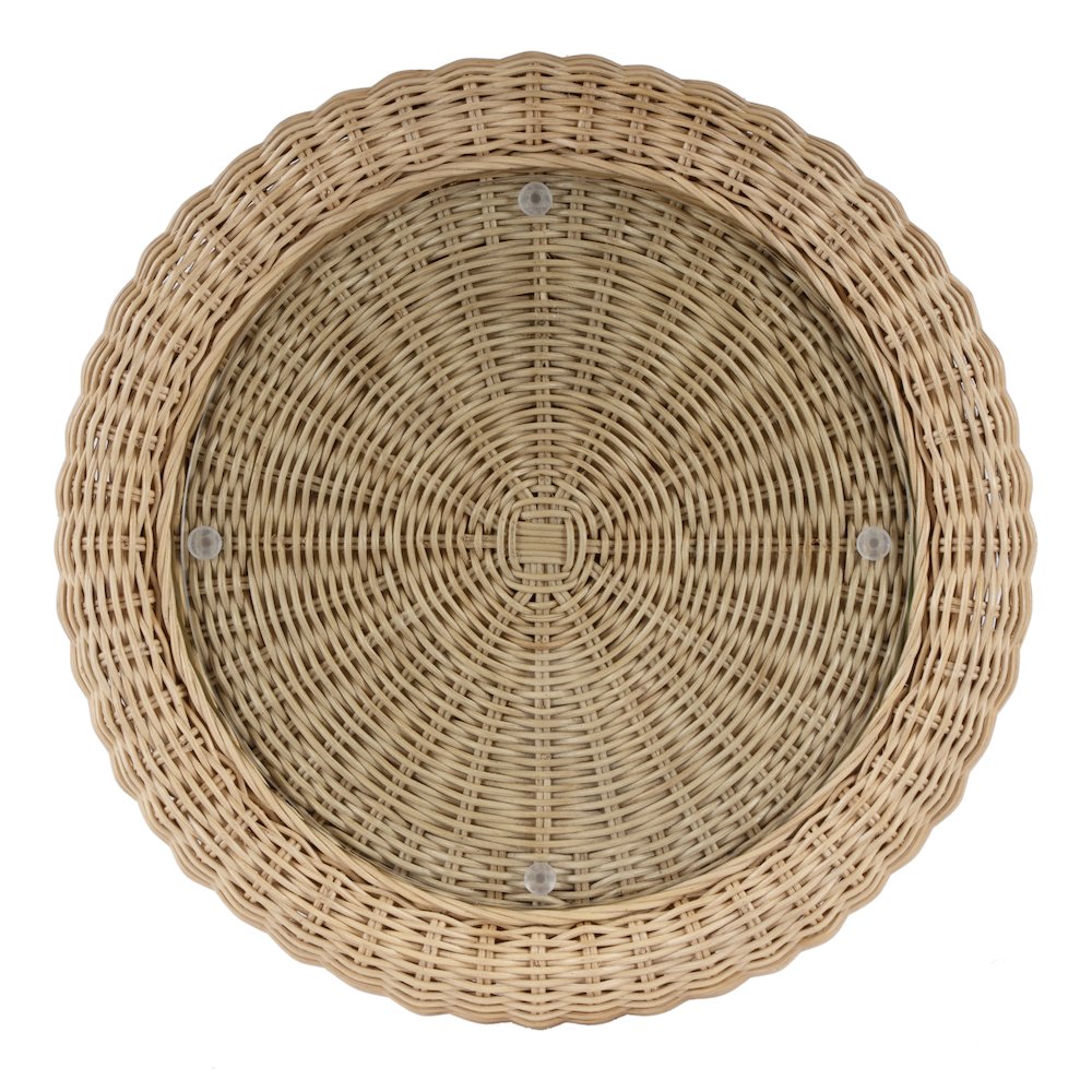 Flora Rattan Scalloped End table, Light Brown