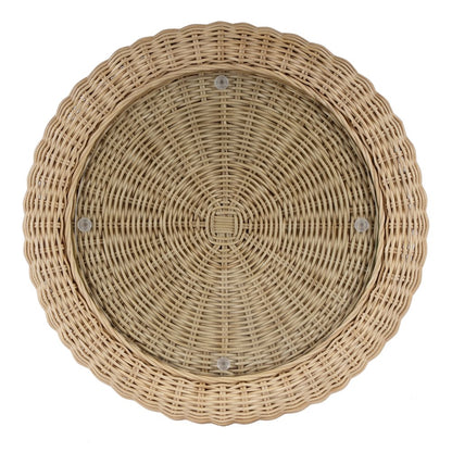 Flora Rattan Scalloped End table, Light Brown