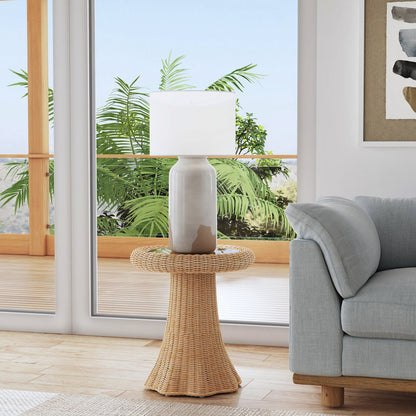 Flora Rattan Scalloped End table, Light Brown
