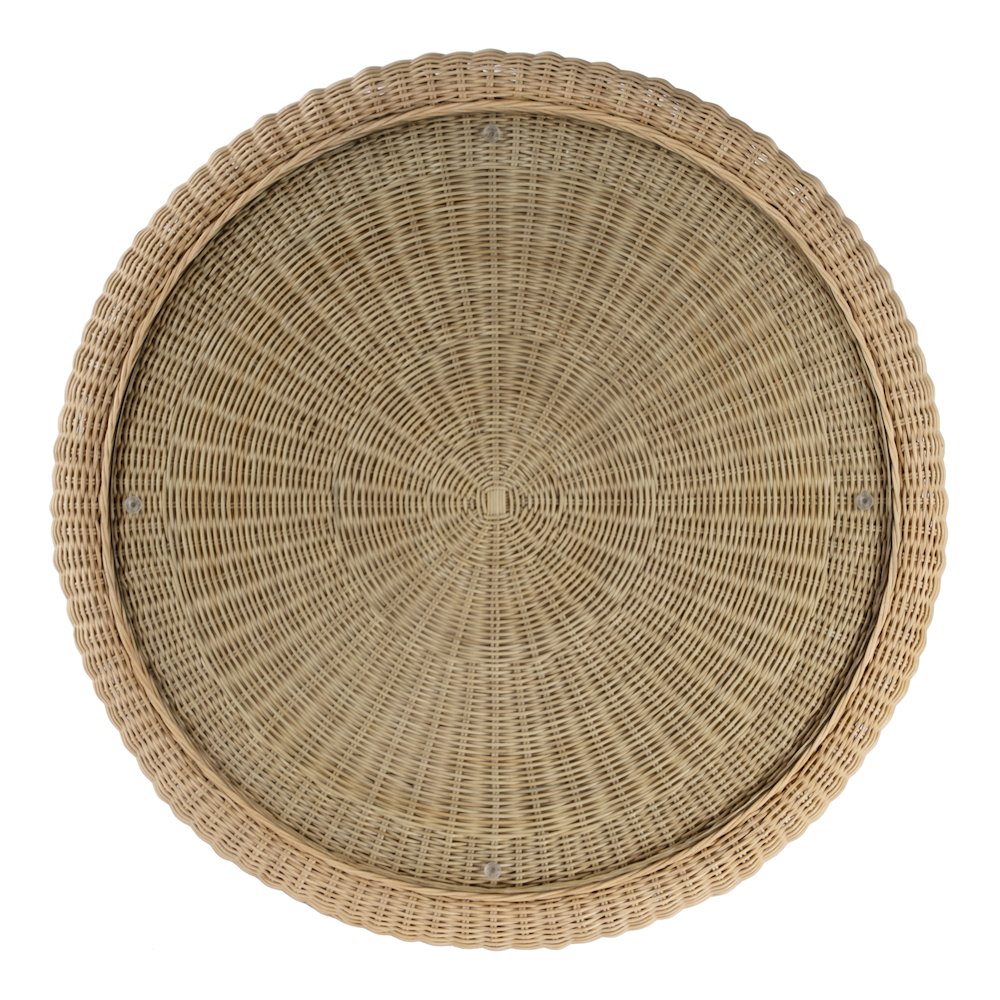Flora  Rattan Scalloped 40" Coffee Table, Light Brown