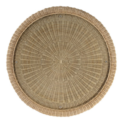 Flora  Rattan Scalloped 40" Coffee Table, Light Brown