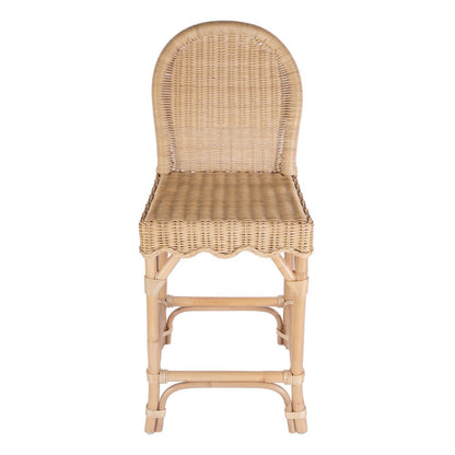 Flora Rattan 24" Scalloped Edge Counter Stool, Light Brown