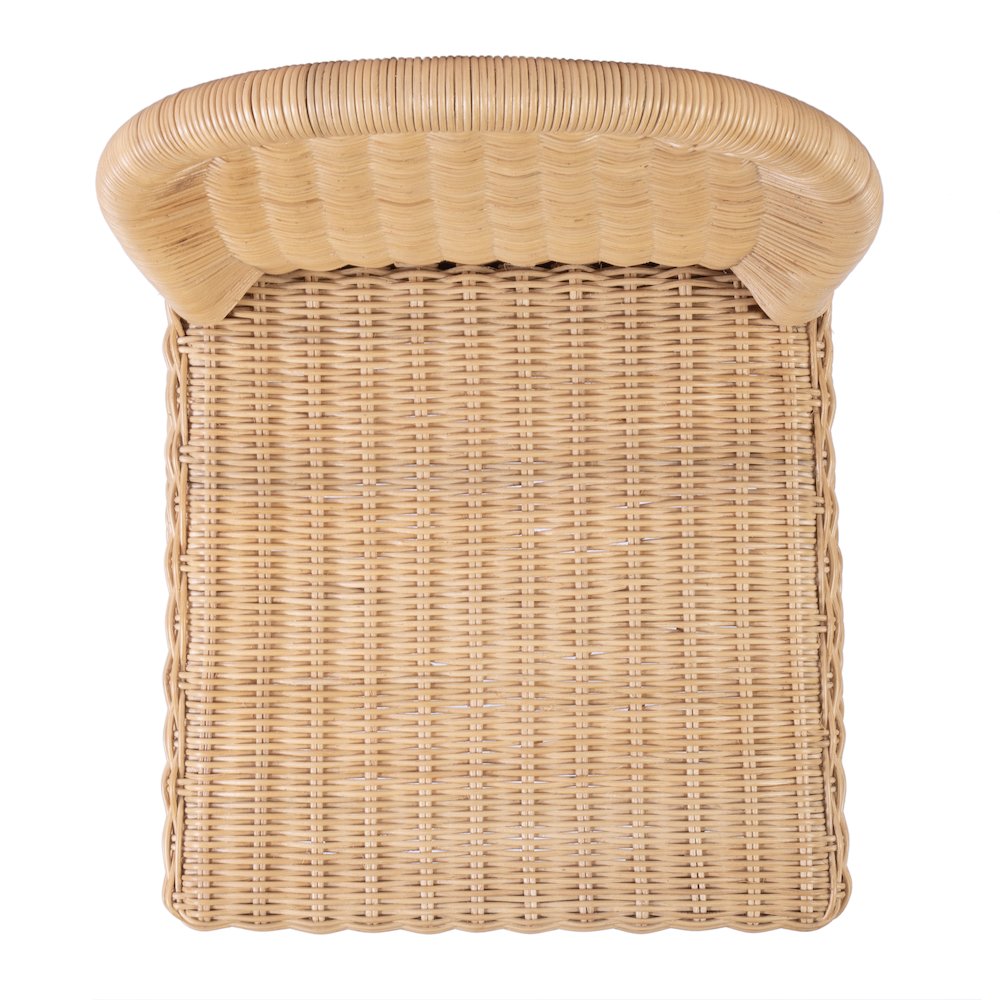 Flora Rattan 24" Scalloped Edge Counter Stool, Light Brown