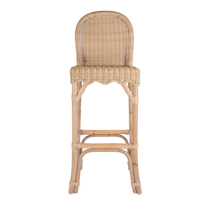 Flora Rattan 30" Scalloped Edge Bar Stool, Light Brown