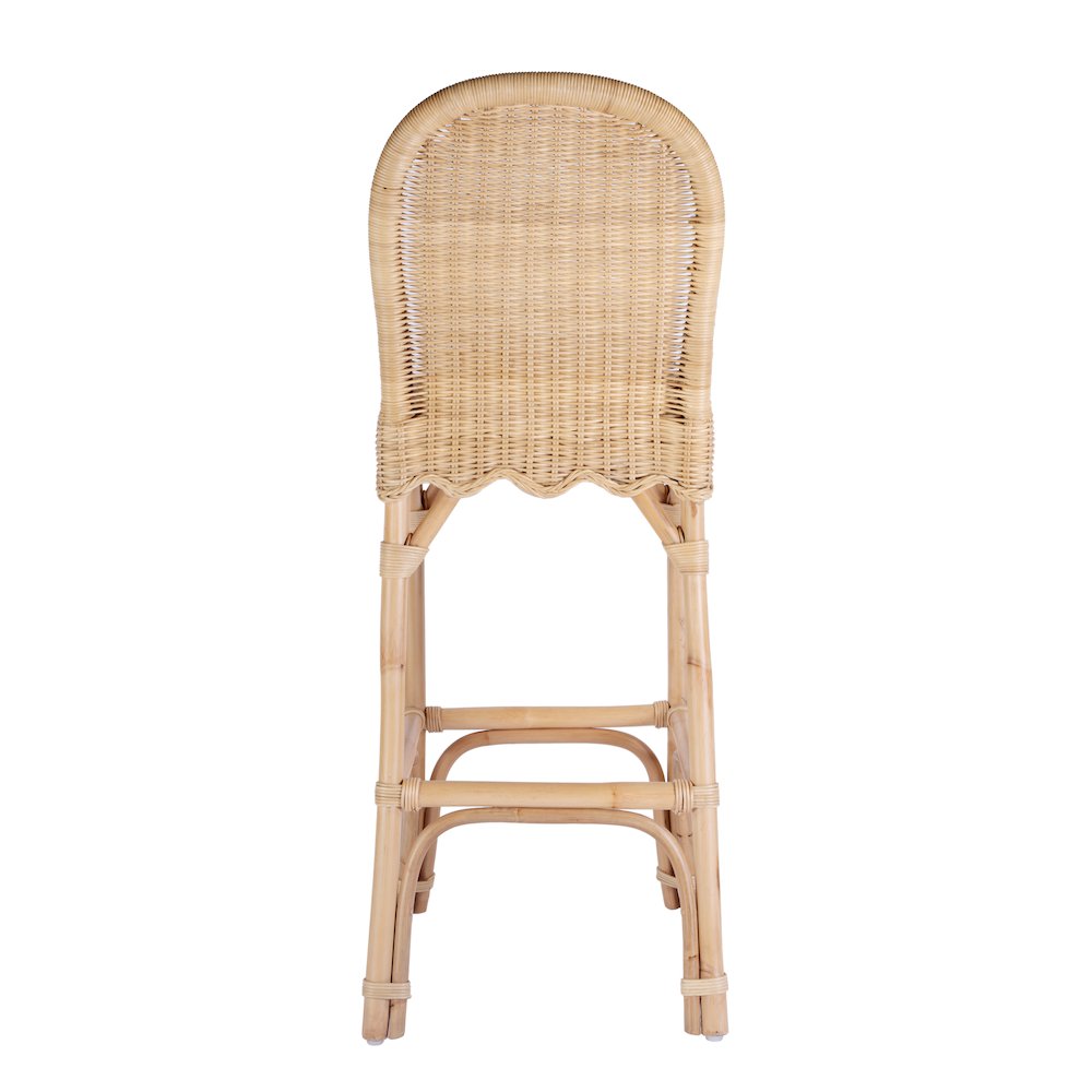 Flora Rattan 30" Scalloped Edge Bar Stool, Light Brown