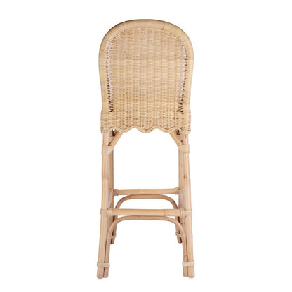 Flora Rattan 30" Scalloped Edge Bar Stool, Light Brown