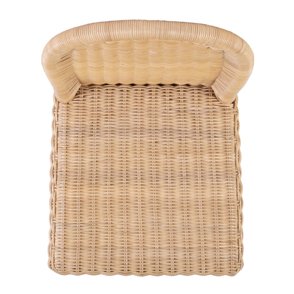 Flora Rattan 30" Scalloped Edge Bar Stool, Light Brown