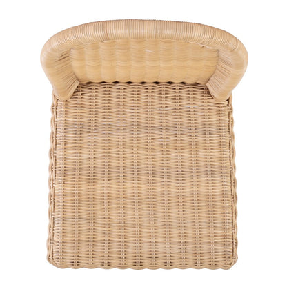 Flora Rattan 30" Scalloped Edge Bar Stool, Light Brown