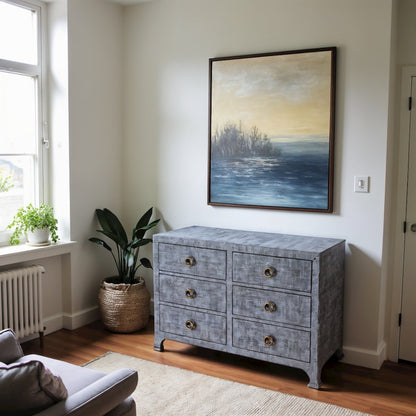 Elegant Gray 6 Drawer Dresser for Women’s Bedroom - Double Dresser