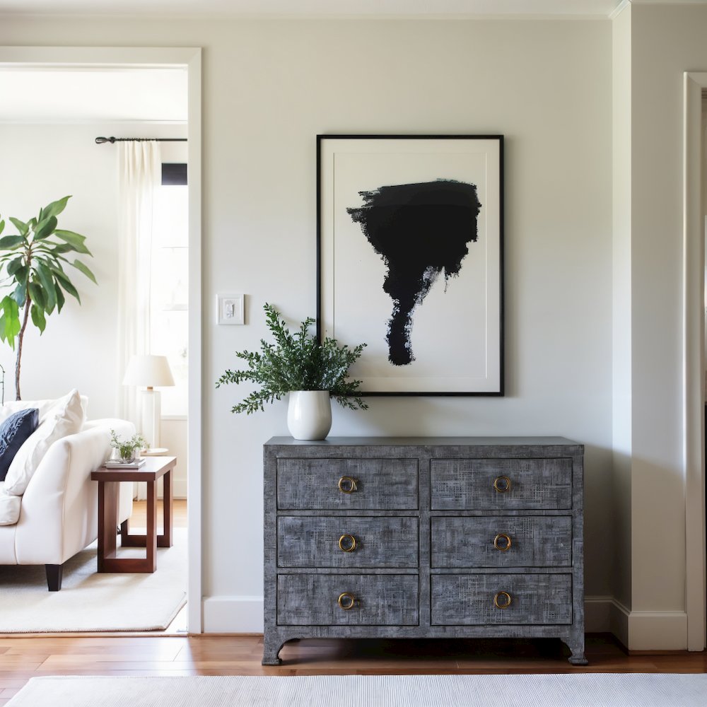 Elegant Gray 6 Drawer Dresser for Women’s Bedroom - Double Dresser