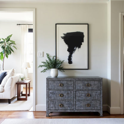 Elegant Gray 6 Drawer Dresser for Women’s Bedroom - Double Dresser