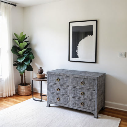 Elegant Gray 6 Drawer Dresser for Women’s Bedroom - Double Dresser
