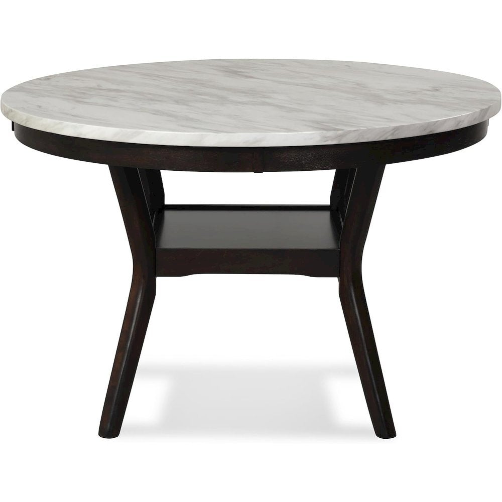 Elegant 5-Piece Faux Marble Round Dining Set with 4 Chairs in Gray