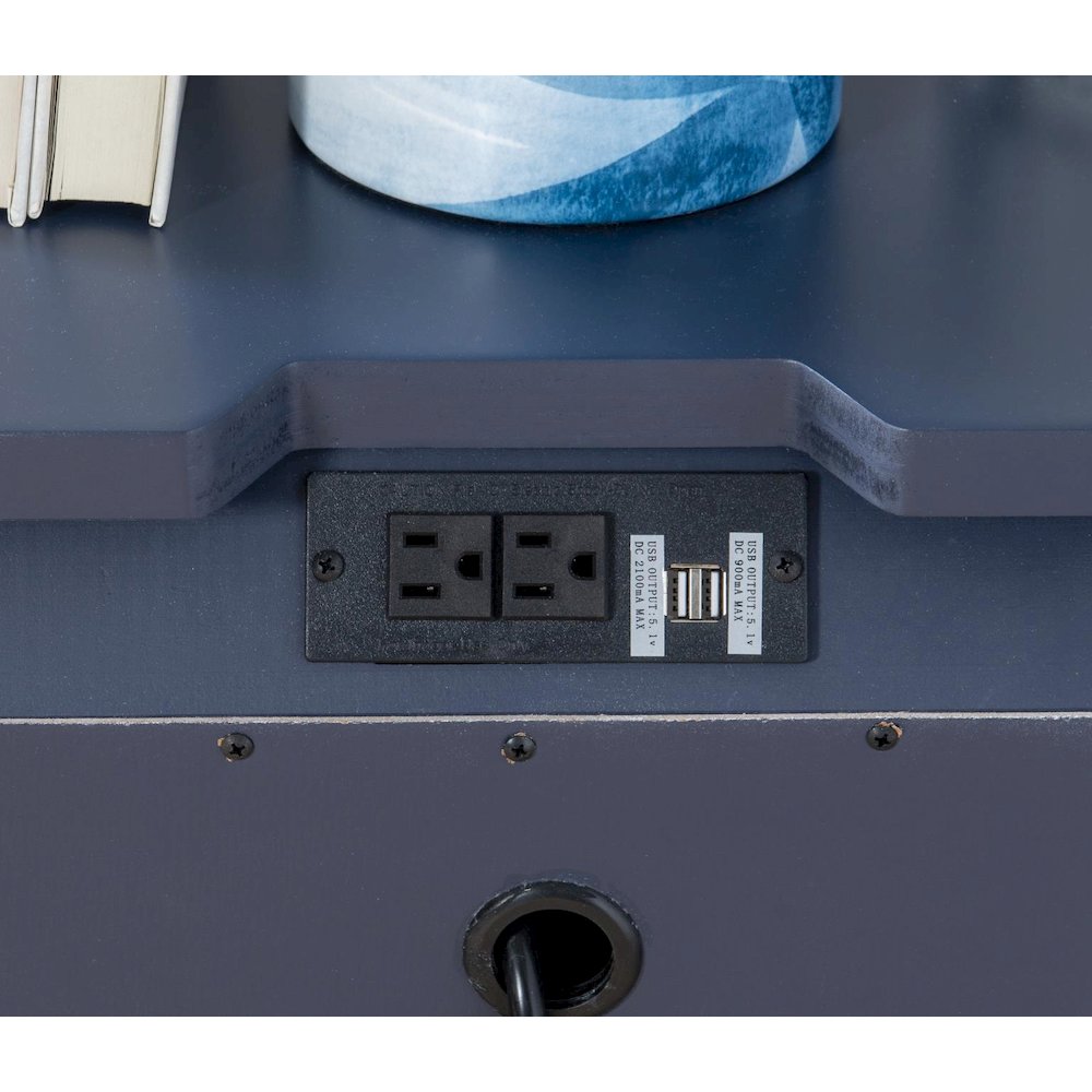 Summerland Open Nightstand with Charging Ports - Modern Bedside Table