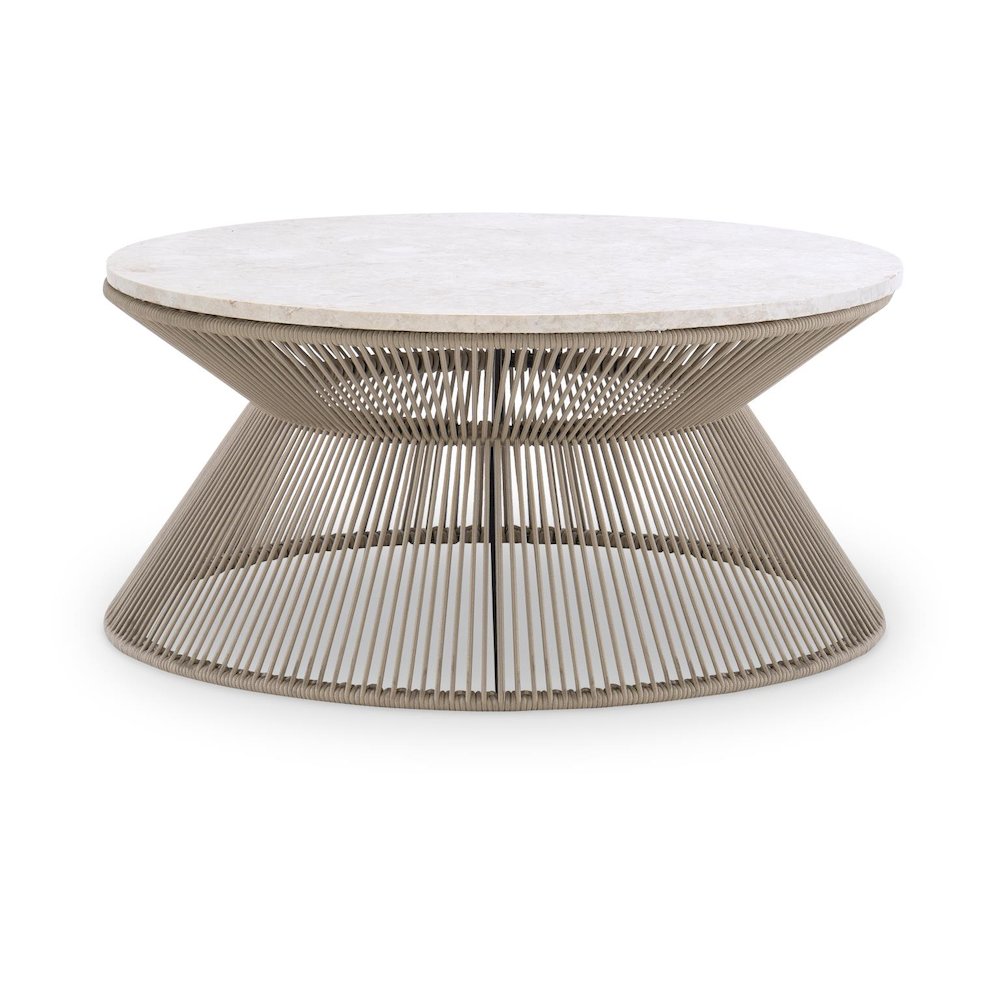 Biscayne Rope Cocktail Table with Travertine Top