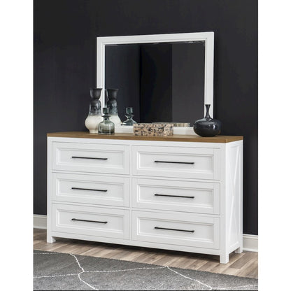 Mirror (Beveled), Harvest Oak Tops, Natural White Base, Aged Black Accents