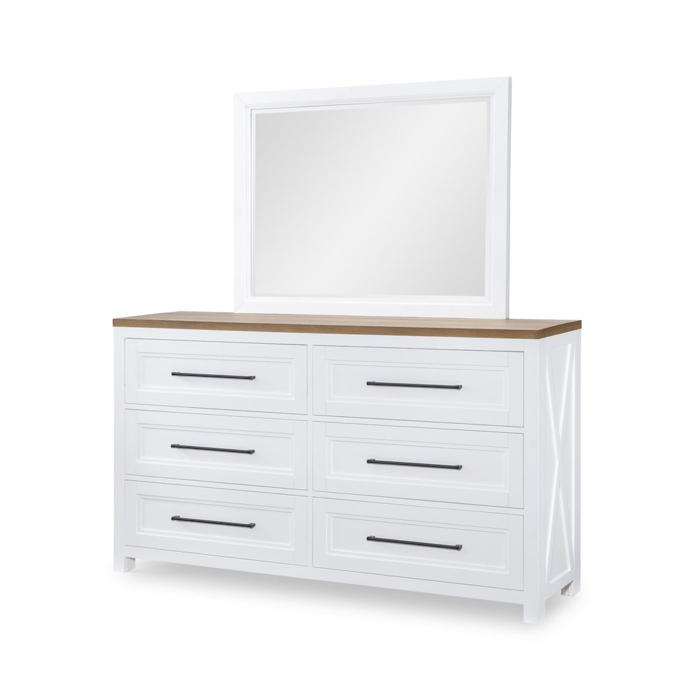 Mirror (Beveled), Harvest Oak Tops, Natural White Base, Aged Black Accents