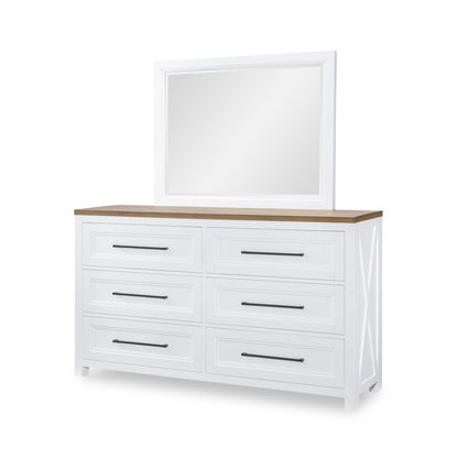 Mirror (Beveled), Harvest Oak Tops, Natural White Base, Aged Black Accents