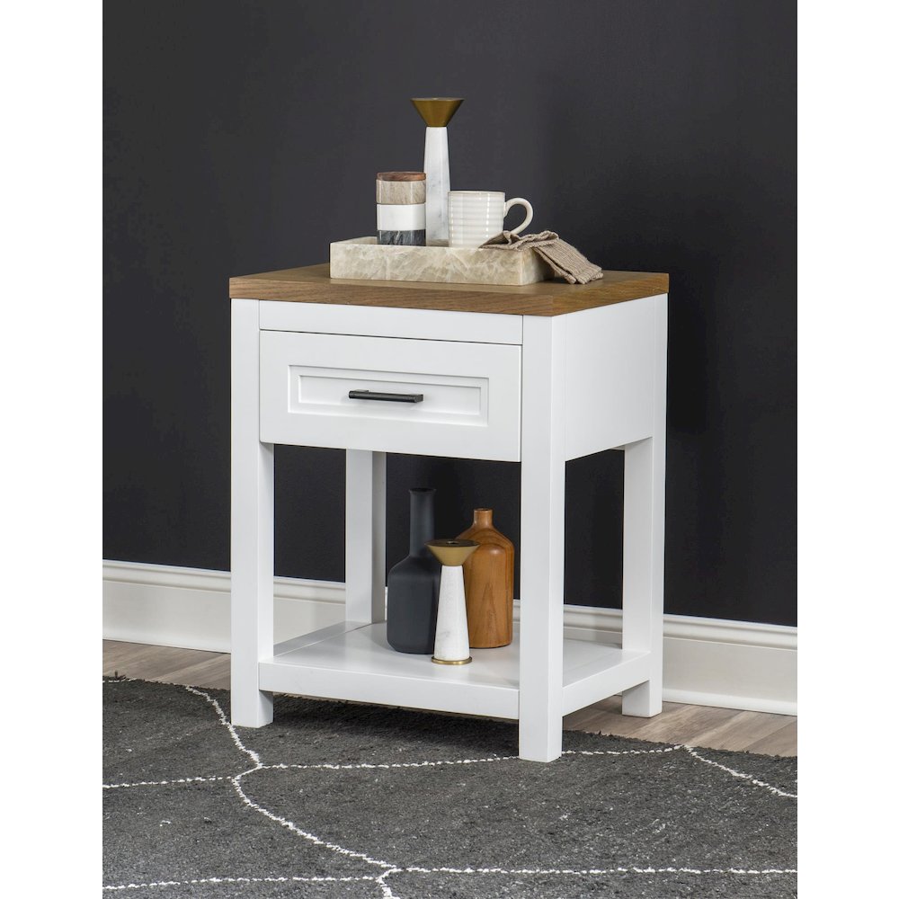 Franklin Open Nightstand with Charging Ports and LED Light