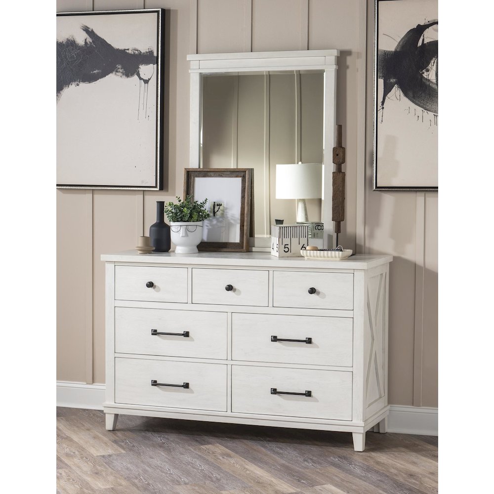 Flatiron Mirror (Beveled), Aged White