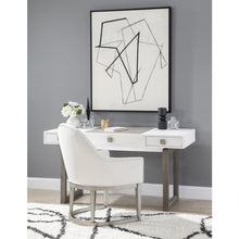 Terra Luna Desk/Vanity, 2 Drawers, Leathered Wrapped Center Section