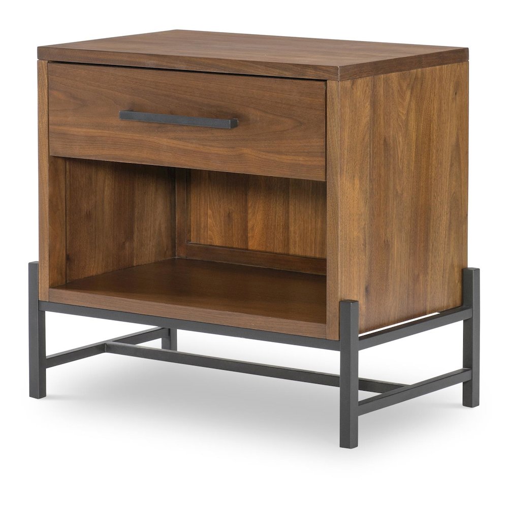 Open Nightstand (1 Drawer, Shelf, Led Light, Power With 2 Outlets, 1 USB)