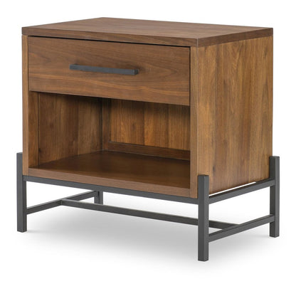 Open Nightstand (1 Drawer, Shelf, Led Light, Power With 2 Outlets, 1 USB)