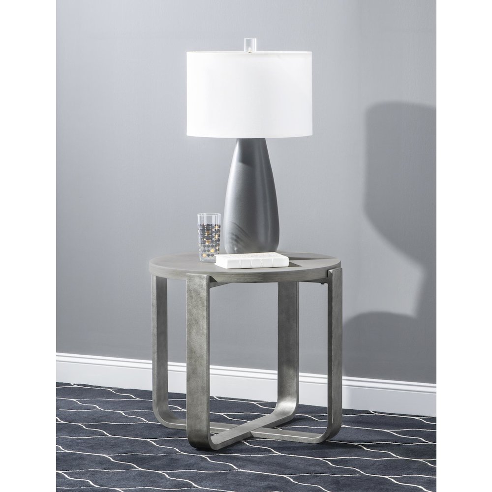 Terra Luna Round Side Table W. Metal Base