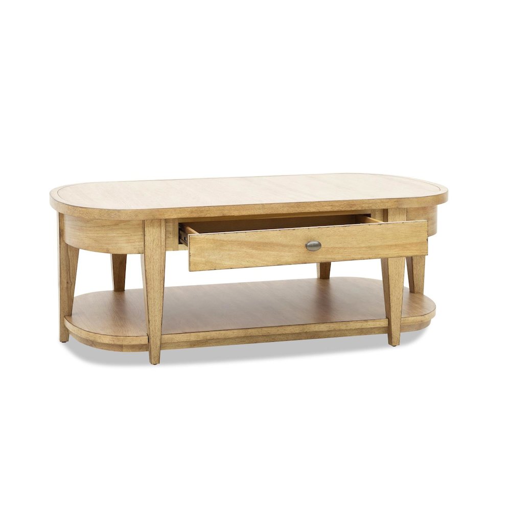 Today's Traditions Oval Cocktail Table (1 drawer, bottom shelf, w/ casters)