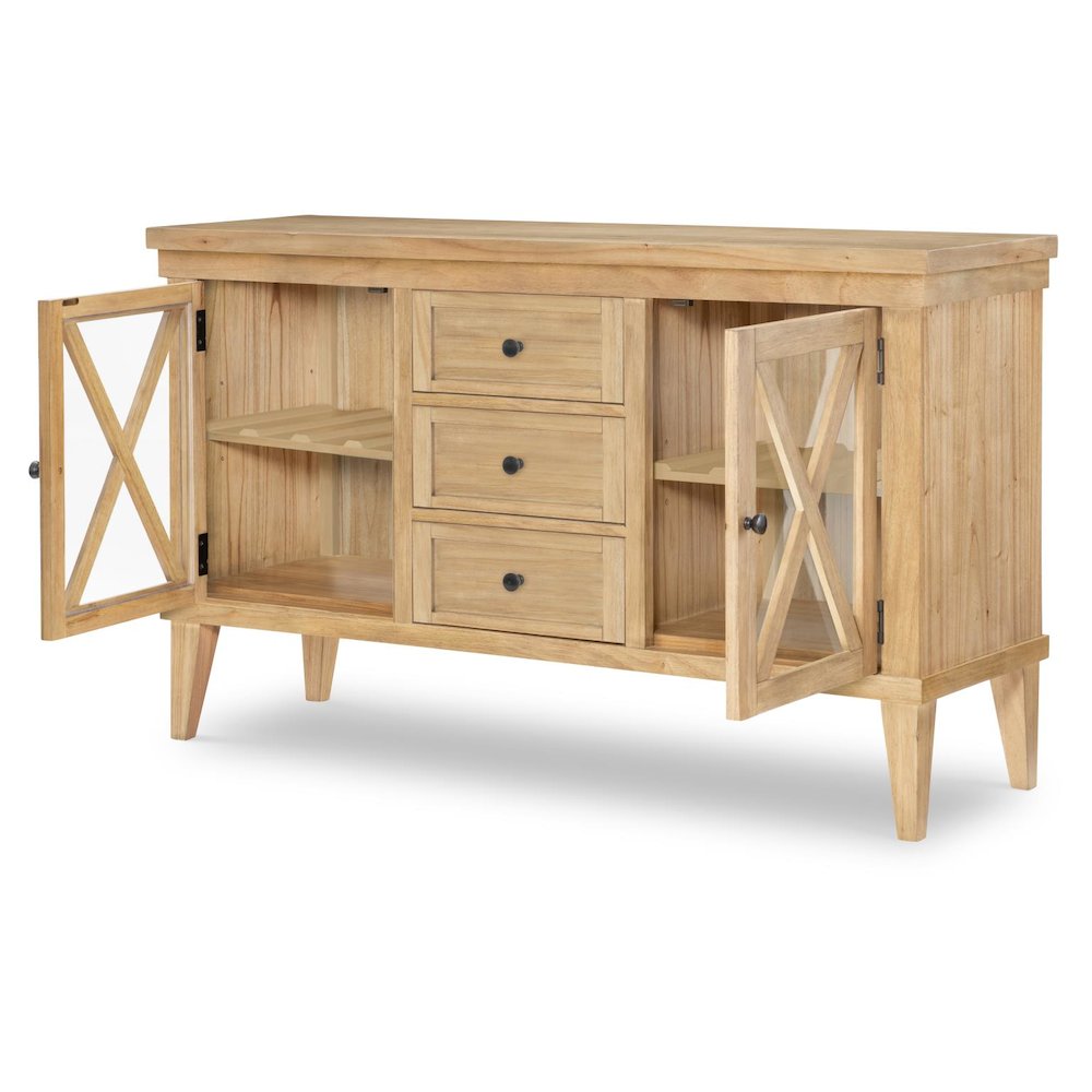 Server (2 Glass Doors, Puck Lighting, 2 ADJ/REV/REM Wine Shelves, 3 Drawers)