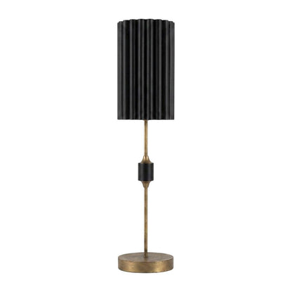 Antique Gold Table Lamp With Fluted Black Metal Shade