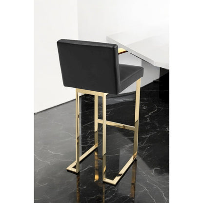 Dexter Bar Stool Faux Leather Black & Gold