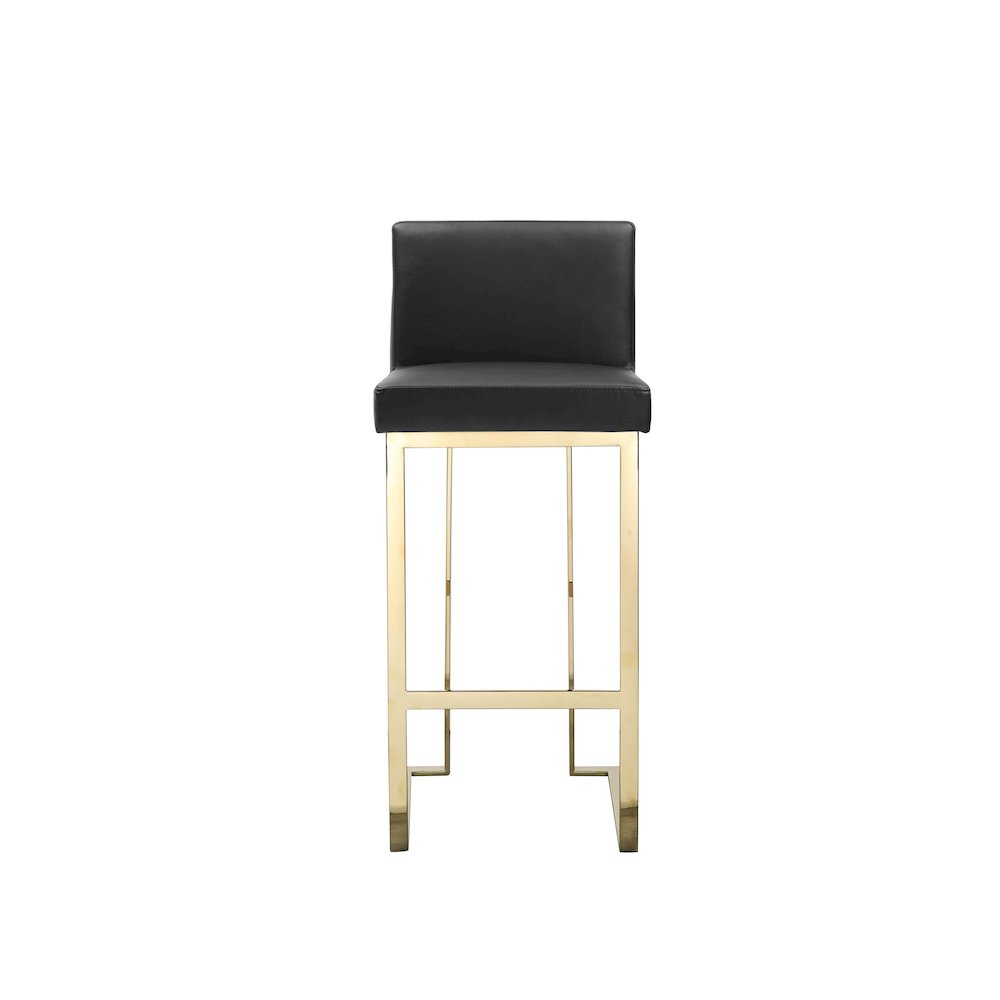 Dexter Bar Stool Faux Leather Black & Gold