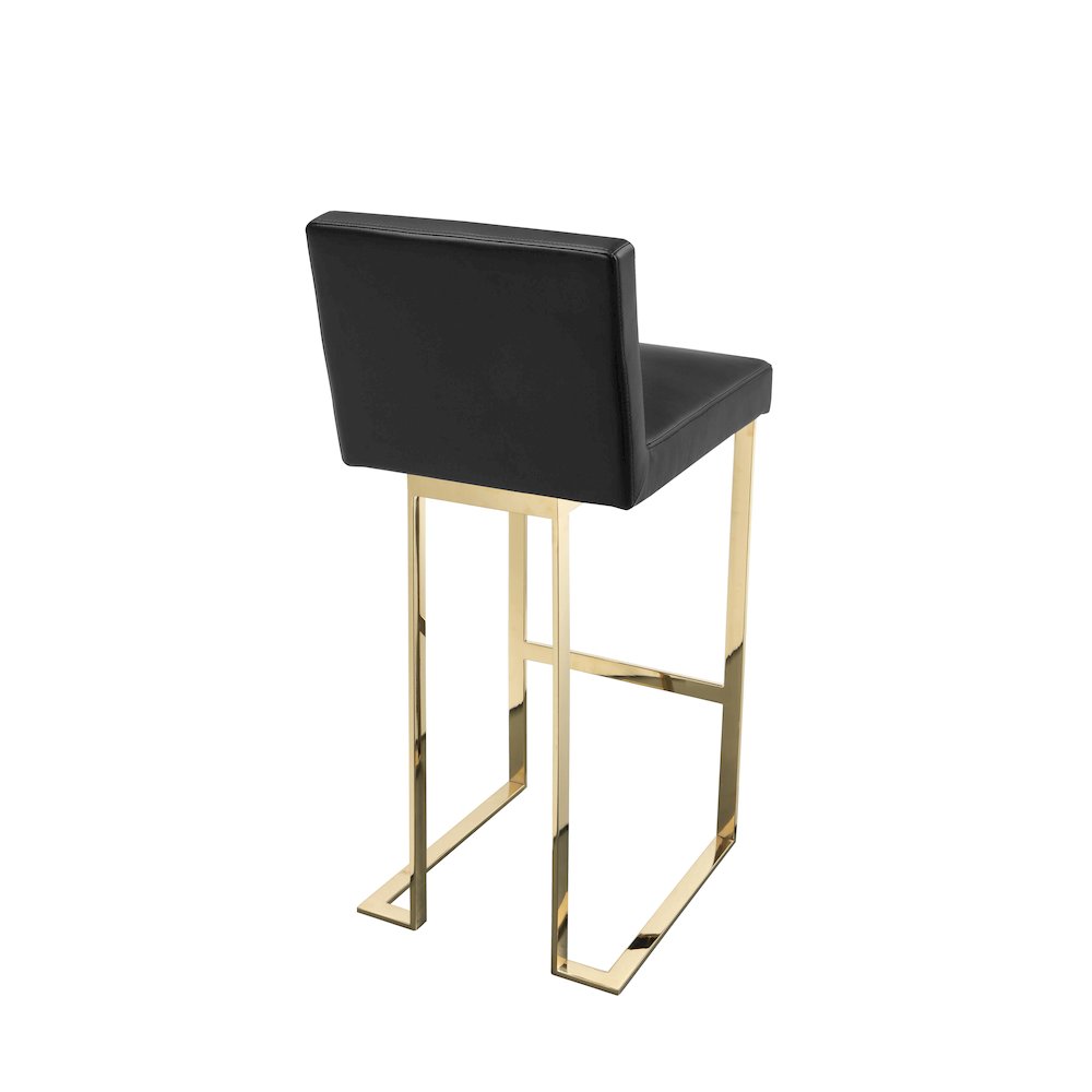 Dexter Bar Stool Faux Leather Black & Gold
