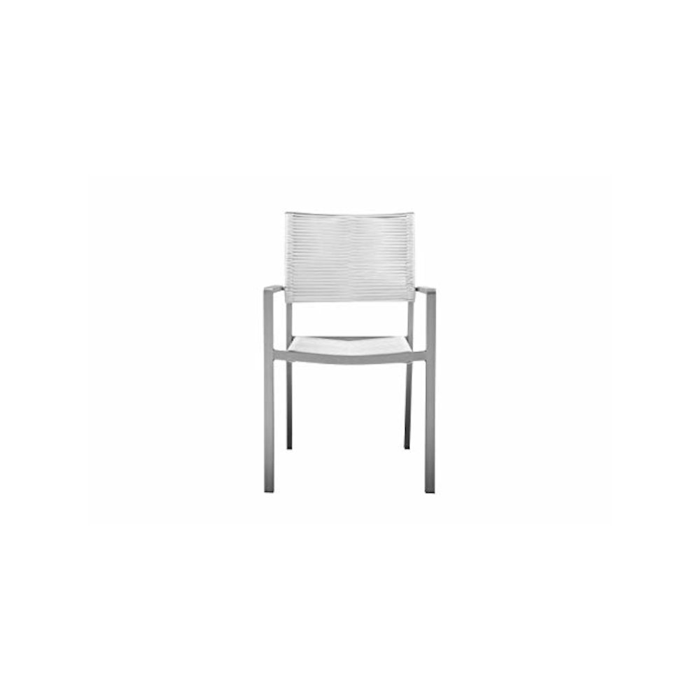Bella 7 Piece Dining Furniture Set, Grey In Aluminum, Rope