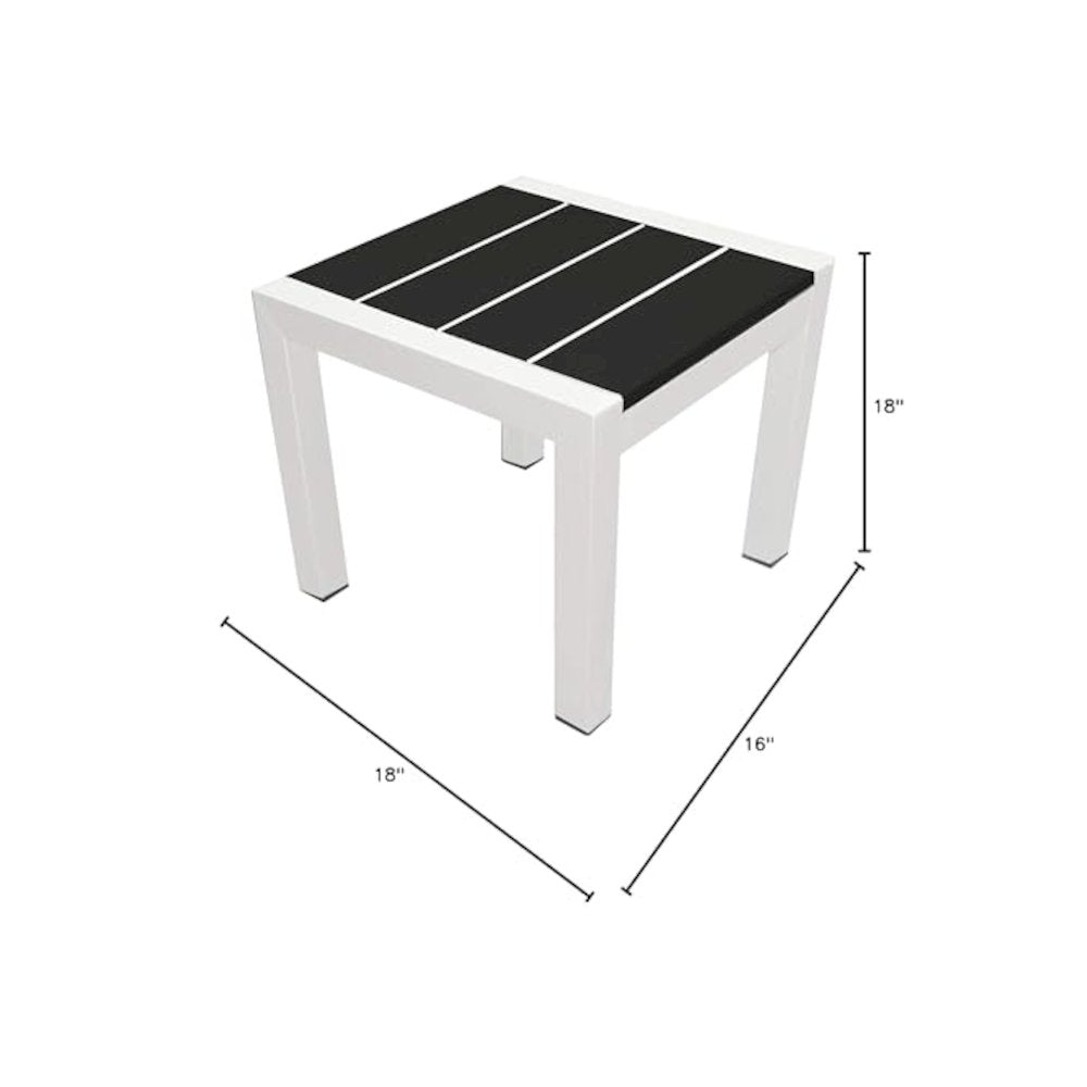 Joseph Side Table, White & Black In Aluminum, Polyresin