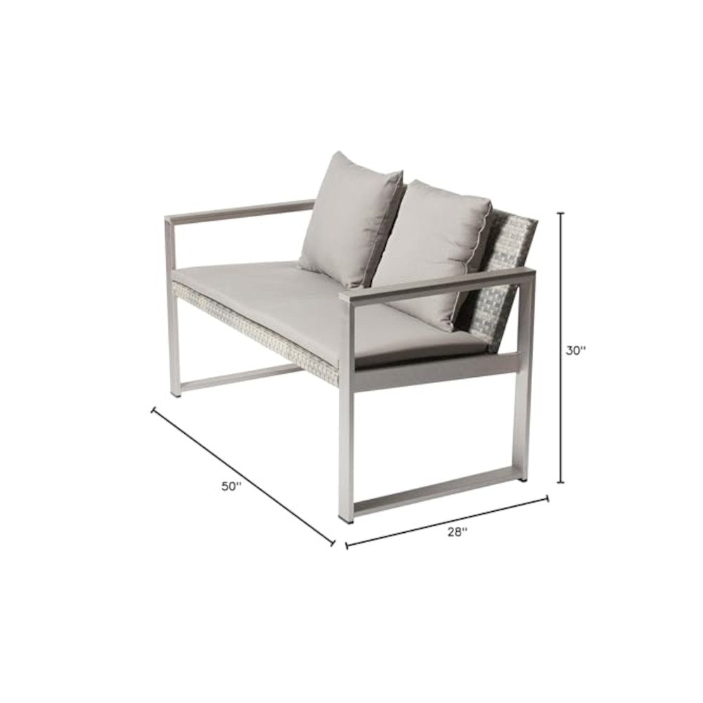 Chester Sofa Brushed Grey In Aluminum, Rattan