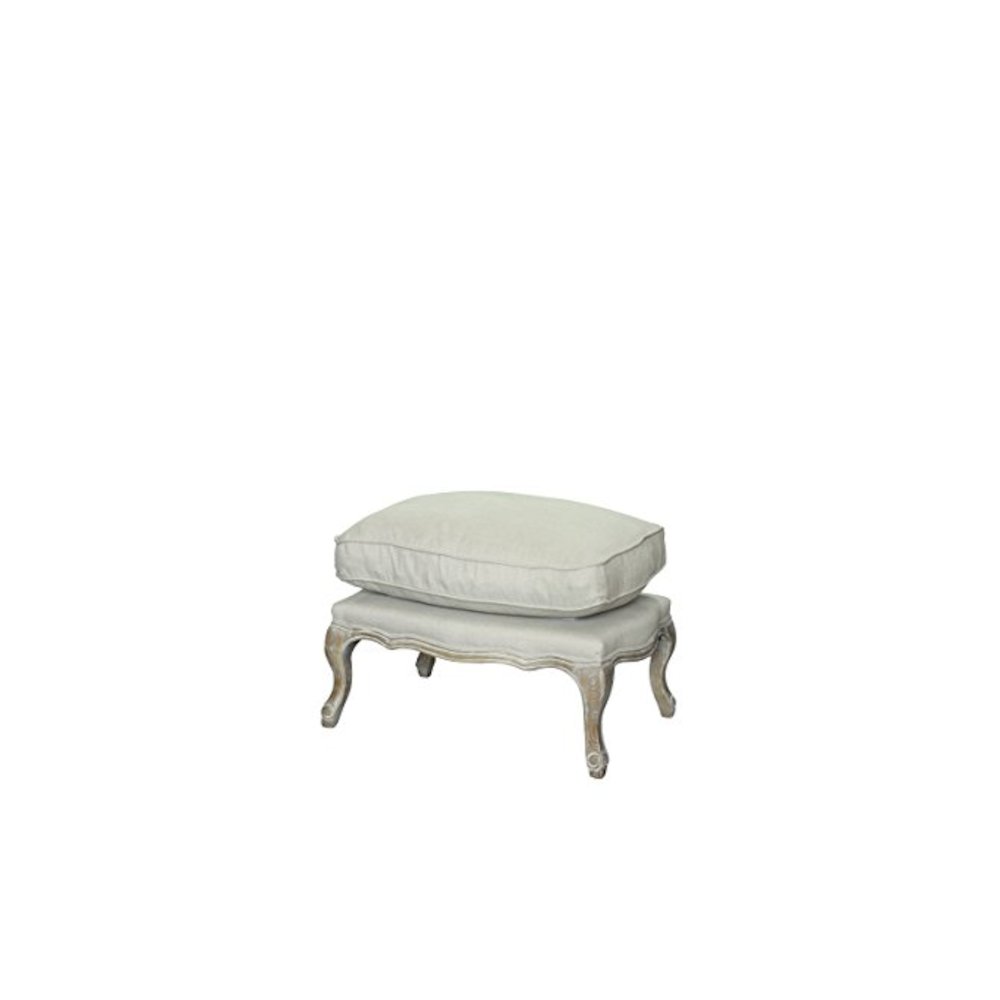 Z-Rodney Ottoman- Antique White And Linen