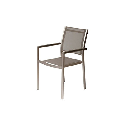 David 7 Piece Dining Set, Brushed Grey In Aluminum, Textilene