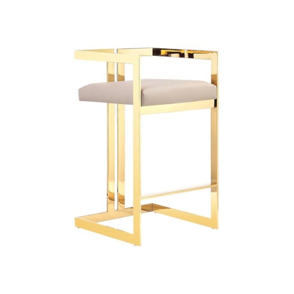 Kenzie Counter Stool Gold/Sand Faux Leather