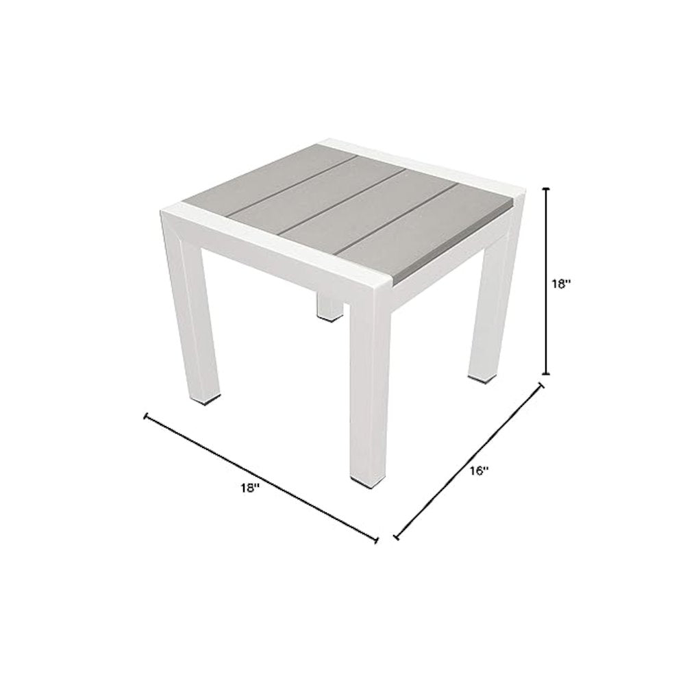 Joseph Side Table, White & Grey In Aluminum, Polyresin