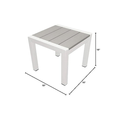 Joseph Side Table, White & Grey In Aluminum, Polyresin