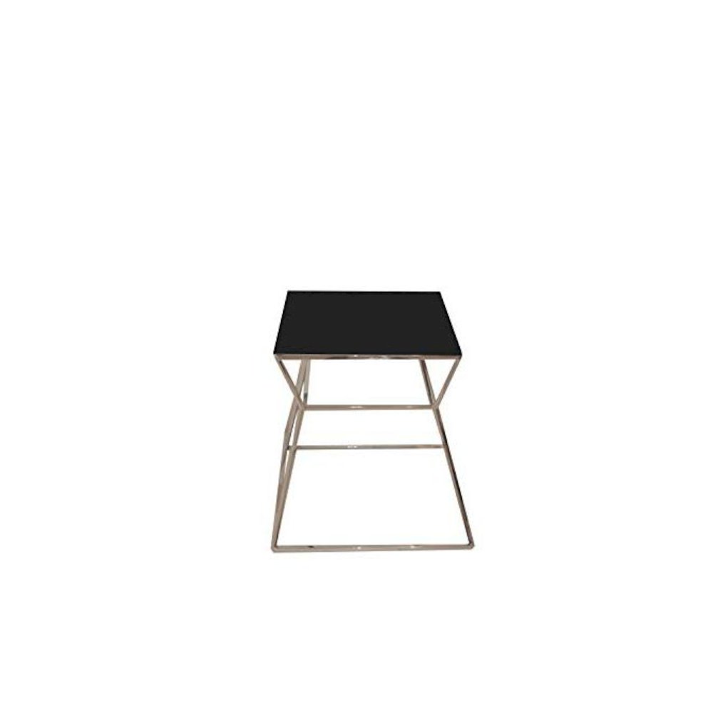 Geo Side Table Metal Frame With Black Glass Top