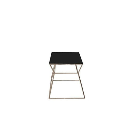 Geo Side Table Metal Frame With Black Glass Top