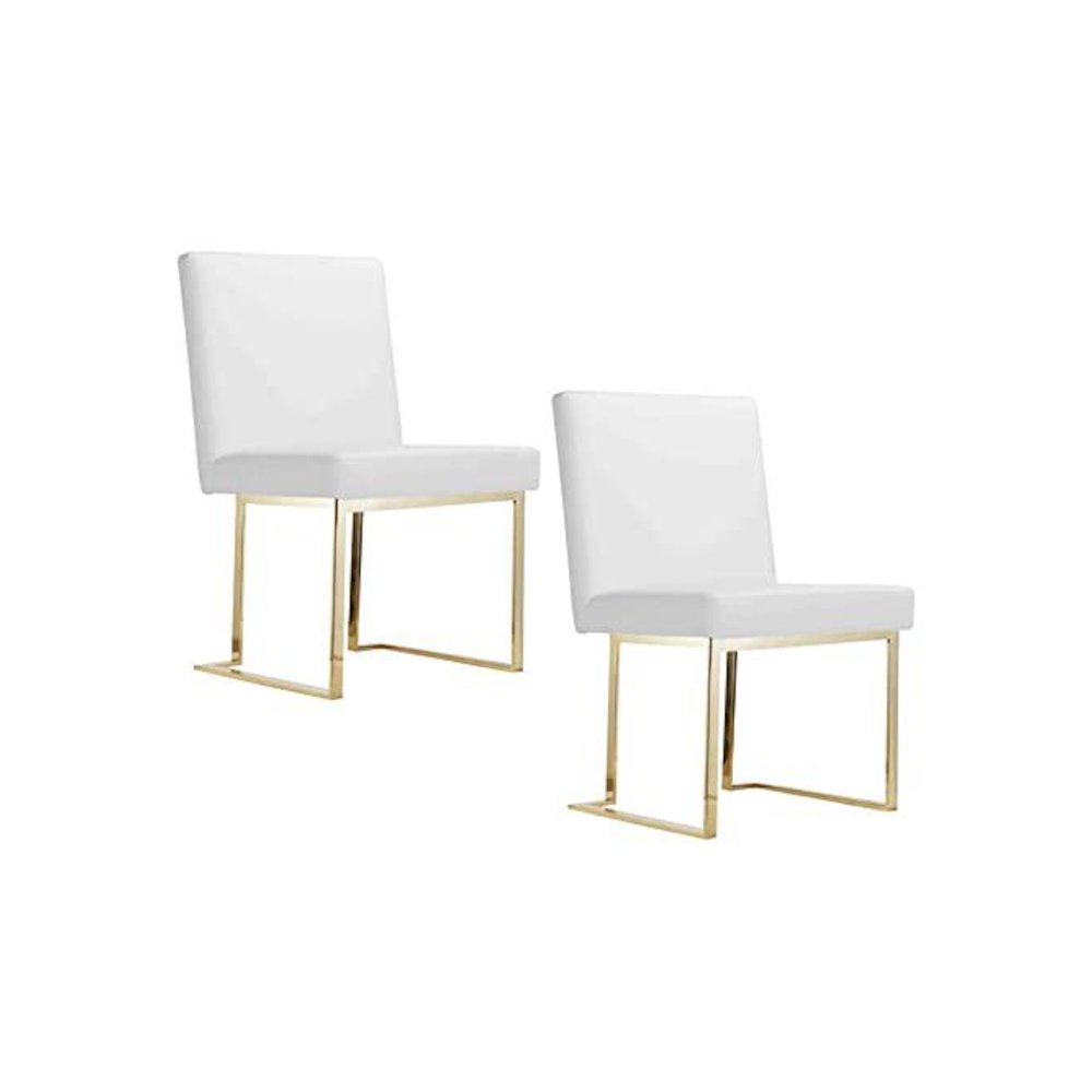 Gold Dexter Side Chair White (Set Of 2)