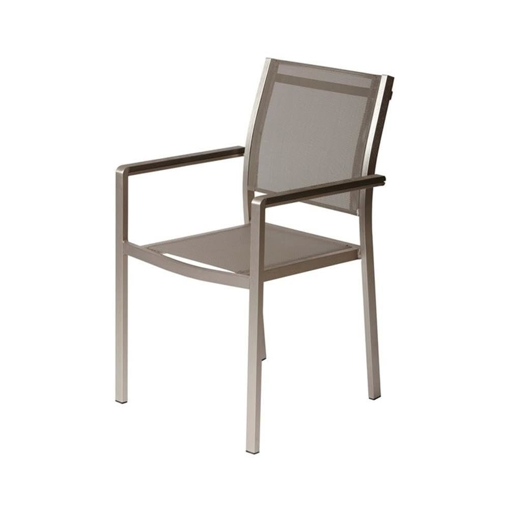 David Dining Chairs, Brushed Grey In Aluminum, Textilene