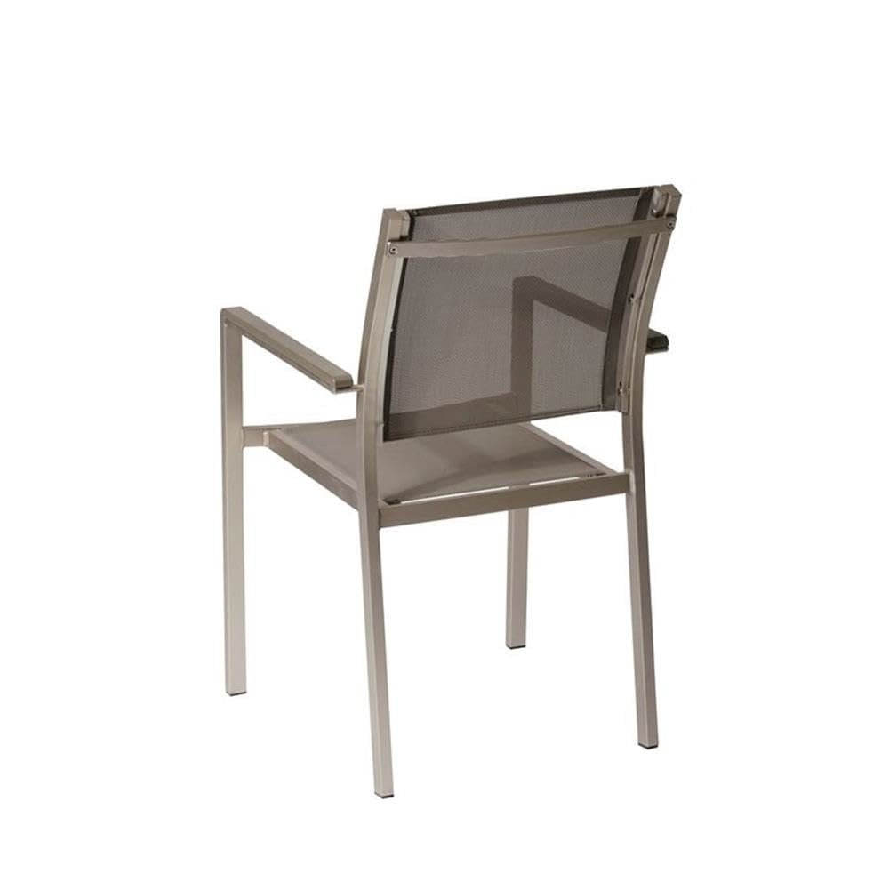 David Dining Chairs, Brushed Grey In Aluminum, Textilene