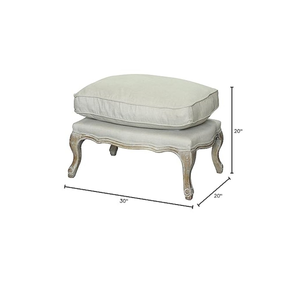 Z-Rodney Ottoman- Antique White And Linen